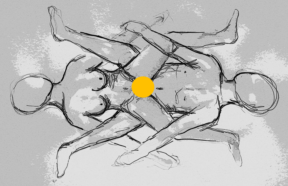 liggend in x houding op rug met energie-uitwisseling